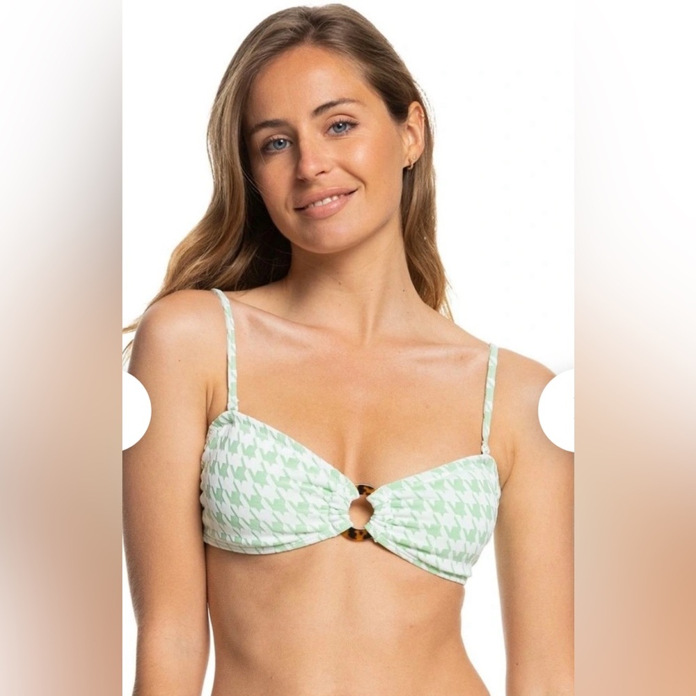 Roxy
Check It Bandeau Bikini Top in Green Medium NWT